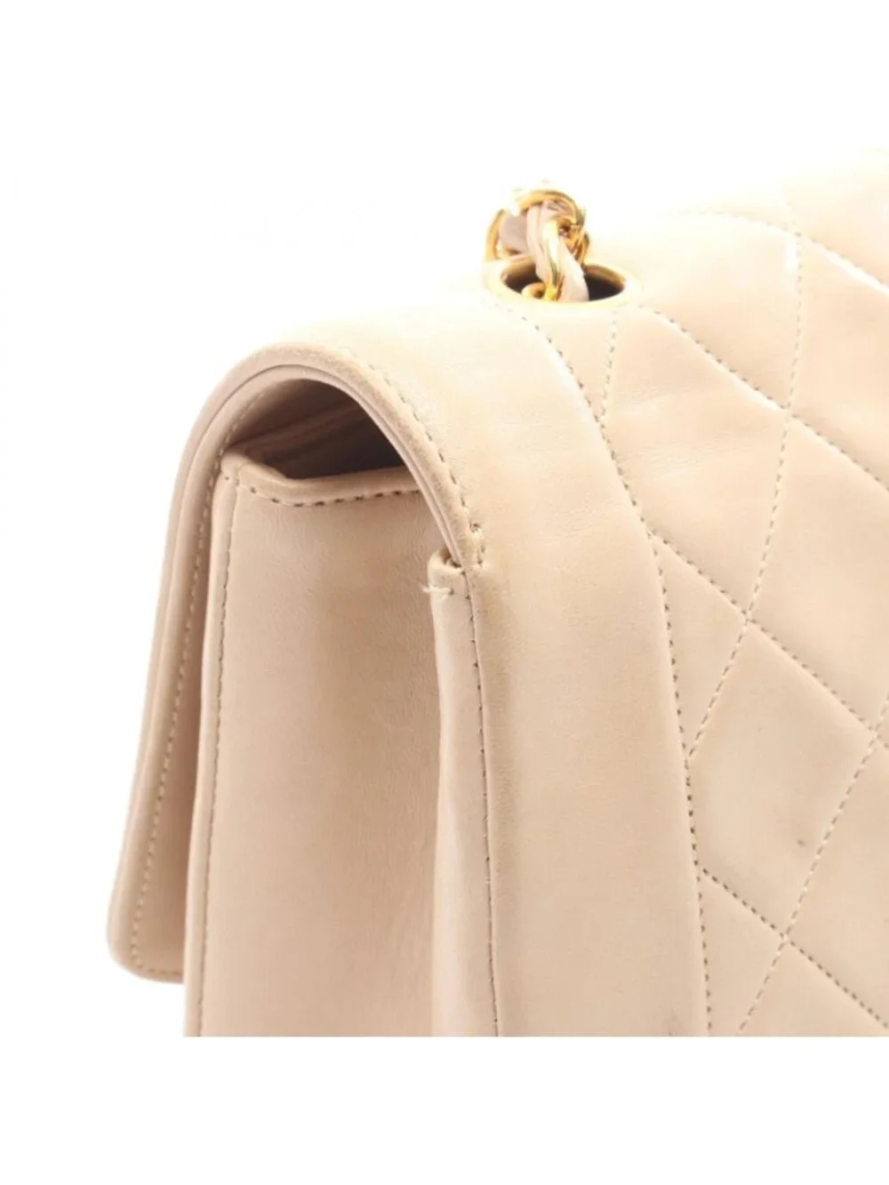 Chanel Shoulder Bag Quilted Diana Flap Light Beige Lambskin Chain